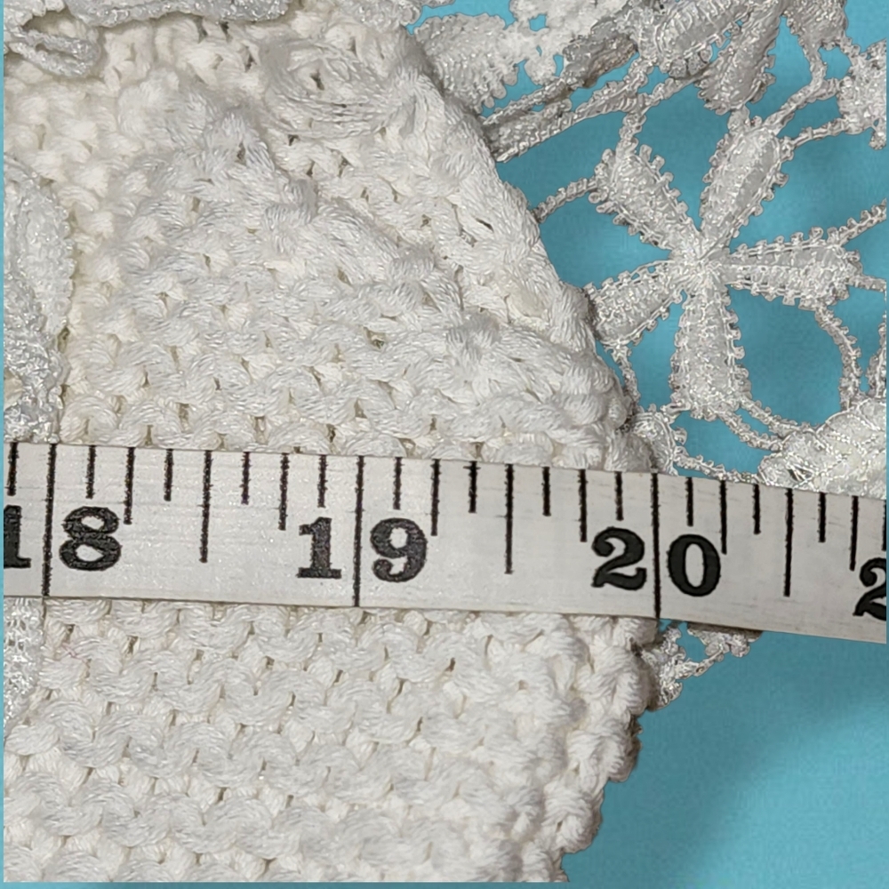 DEMOCRACY Flutter Sleeve V-Neck Mixed Media Top with Die Cut Embroidery - Picture 7 of 9